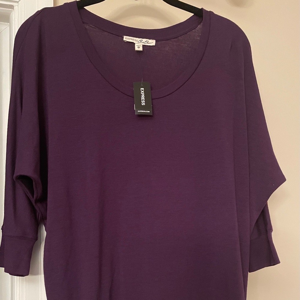Extra small XS Express purple plum 3/4 sleeves top